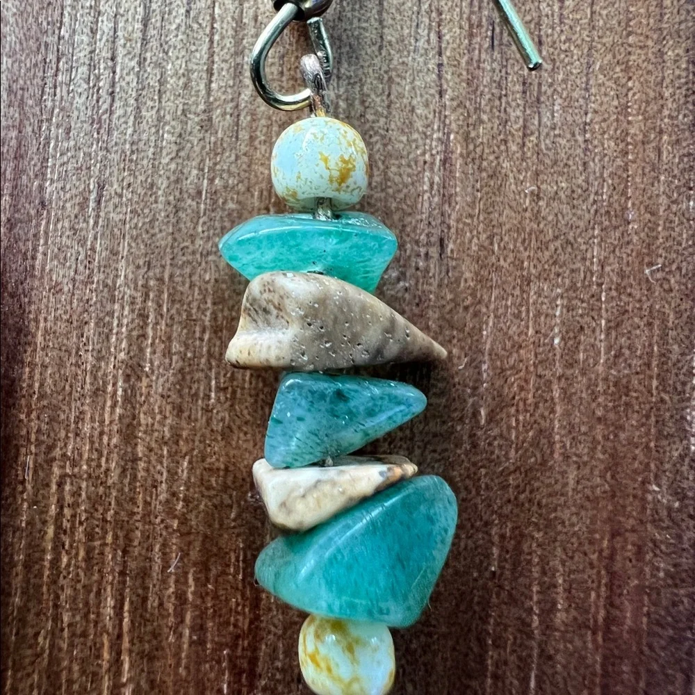 Handmade stacked gemstone agate earrings - Picture 2 of 3